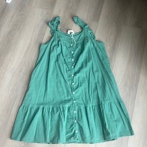 Green Button Down Dress - L